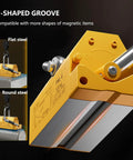 Heavy Duty Permanent Magnetic Lifter With Smooth Release Handle For Shop Cranes Lifting Iron Plates And Round Pipes Up To 6600 Pounds showing U-shaped groove.