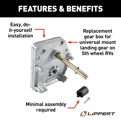 Replacement Aluminum Gear Box For 5th Wheel RV Power Landing Gear Universal Mount Easy DIY Install Minimal Assembly Gear Box Only