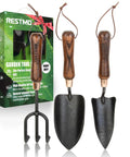3-In-1 Heavy Duty Garden Tools Kit With Carbon Steel Trowel Transplanter And Cultivator, Ergonomic Wooden Handles, Boxed Set