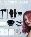 Pro At Home Hair Dye Kit 21 Pcs Set With Dye Brush 350ml Color Bowl Hair Clips Applicator Ear Covers Gloves Capes And Disposable Shawls