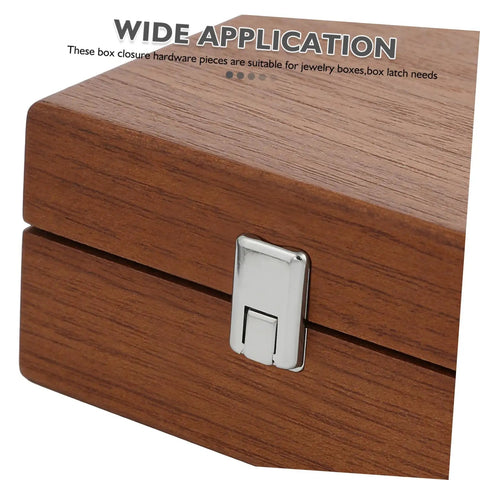 8 Pack Silver Metal Box Clasps With Spring Loaded Center Latches Lockable Draw Latch Hardware on wooden box corner