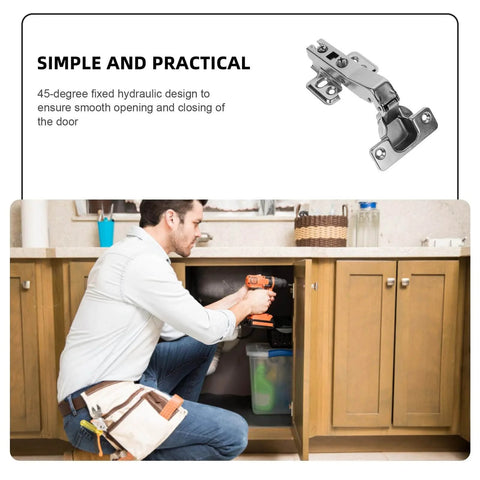 Handyman installing Soft Close 45 Degree Cabinet Door Hinges For Corner Cabinets Balacoo Heavy Duty Metal Wardrobe Hinges.