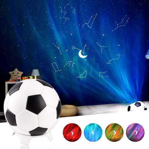 Soccer Ball Shaped Constellation Projector Night Light With Bluetooth Speaker And USB Charger, starry sky and aurora display