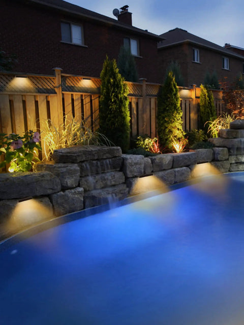 Eight Pack 7 Inch LED Hardscape Step Lights 2.5W Waterproof IP68 For Retaining Walls And Pavers, Low Voltage 12V To 36V AC DC