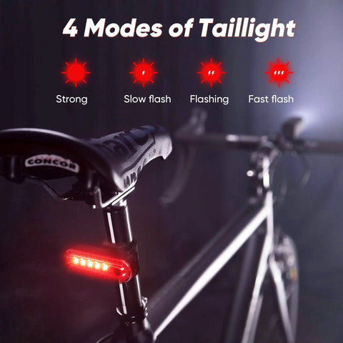 Beefed Up 1200 Lumen Bike Light Set With Front Headlight And Rear Taillight, Rechargeable 6000mAh Battery, Aluminum Build, Waterproof IPX4, LED Display, 6 Quick Modes Plus 4 Flash Modes For Night Riding
