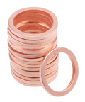 20 Pack Solid Copper Flat Washers Sealing Gasket Rings For M14 Bolts, shown stacked and one displayed separately, precision cut, heavy duty.