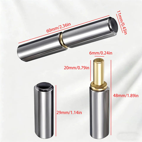 Heavy Duty Barrel Hinges Two And A Half Inches By Three Eighths Inches Carbon Steel Detachable Bullet Hinges dimensions diagram