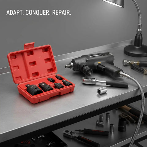 Premium Alloy Steel Socket Adapter Set For Impact Wrench And Ratchet Black Drive Converter Kit, red case with sockets