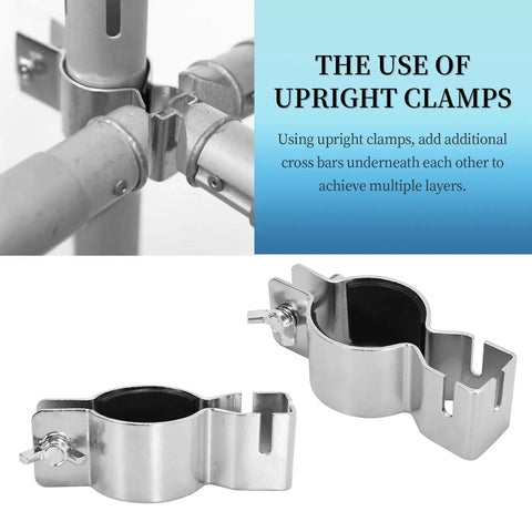 Two Pack Adjustable Upright Clamps for Hanging Accessories Fits 1.5 Inch or 2 Inch Diameter Poles, Heavy Duty