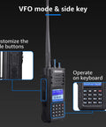 Beefed Up Dual Band DMR Analog Walkie Talkie IP67 Waterproof With 3200mAh USB C Battery side key and keyboard detail