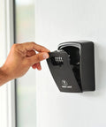 XXL Wall Mount Key Lock Box Outdoor Key Safe Waterproof Heavy Duty Metal Body With 4 Digit Combination being opened by hand
