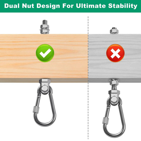 Heavy Duty Swing Hangers 1500Lb Capacity Stainless Steel Hooks For Wood Or Steel Beams 5 Inch Wide installation guide