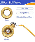 Heavy Duty 1/2 Inch Brass Ball Valve Set With Full Port NPT Threaded Water Shut Off Valves Female Thread Connectors 150 PSI WSP