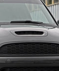 New Premium Direct Fit Rigid Plastic Honeycomb Hood Scoop For Tesla Cybertruck, front view showing exterior design and details.