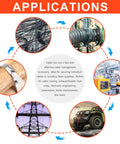 Image showing various applications of Heavy Duty Stainless Steel Cable Tie Gun For Tightening, Tensioning, And Cutting in industries.