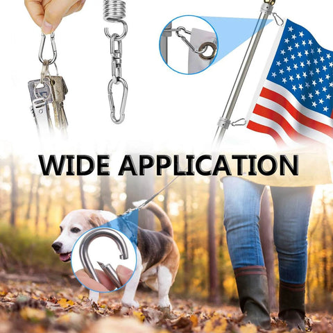 Eight Pack Of 304 Stainless Steel Spring Snap Hooks With Heavy Duty Latch Clips for outdoor use in various applications