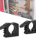 Heavy Duty Rubber Clamp Mount for Roof Rack Shovel Holders Four Pack 30 to 40mm Clamps with tools secured on holder
