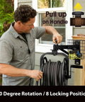 Multi Directional Garden Hose Reel With 360 Degree Rotation Holds One Hundred Twenty Five Feet Of Five Eighths Inch Hose