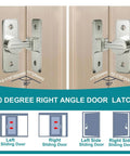 Heavy Duty Barn Door Lock Hardware With 90 Degree Flip Latch And Gate Bolt Lock Nickel Finish Sliding Door Latch angles shown
