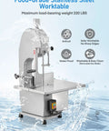 Beefy 1500W Meat And Bone Bandsaw With ETL Approved, stainless steel worktable with water splash, suitable for rib to pork and beef