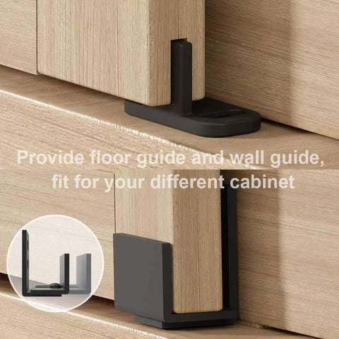 2.5 Foot Sliding Barn Door Hardware Kit For Single Cabinets And Small Closets With J Shape Hanger Track System And 2 Floor Guides