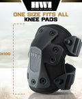 Beefed Up Adjustable Knee Pads With Rugged Nylon Shell And Impact Absorbing Foam For Construction Mechanics Combat And Landscaping Designed To Take A Beating During Long Grind Days side view with adjustable straps