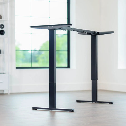 Heavy Duty Dual Motor Electric Sit Stand Desk Frame For DIY Tops, 220 Lbs Capacity, Height Adjustable With Memory Controller shown in black