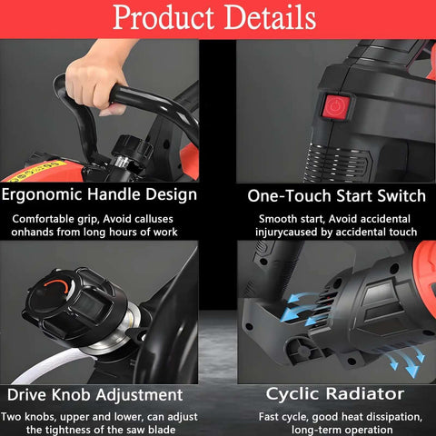 Heavy Duty Brushless Concrete Saw With 8900w Motor And 16 Inch Diamond Blade Fast Deep Cut Masonry Tool Job Site Ready features ergonomic handle and drive knob adjustment.