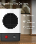 Front view of Your Own Mini Personal Ceramic Space Heater For Home And Office, 400W Quick Heat, with controls.