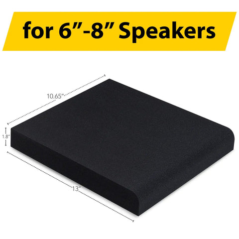 Black foam isolation pad for 6-8 inch speakers with dimensions labeled, part of Pair Of SMPad 8 Studio Monitor Isolation Pads.