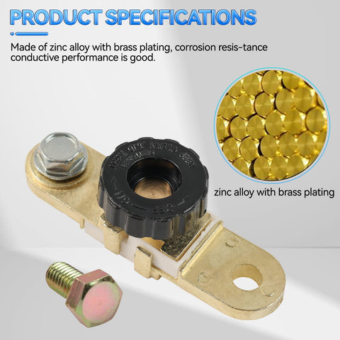 Side Post Battery Disconnect Switch For Cars Trucks And Boats Quick Cutoff Isolator Kill Switch Battery Drain Prevention Durable Zinc Alloy