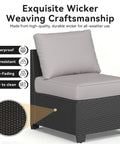 Outdoor Patio Furniture Set With 44 Inch Fire Pit Table 7 Piece Sectional featuring durable wicker craftsmanship detail