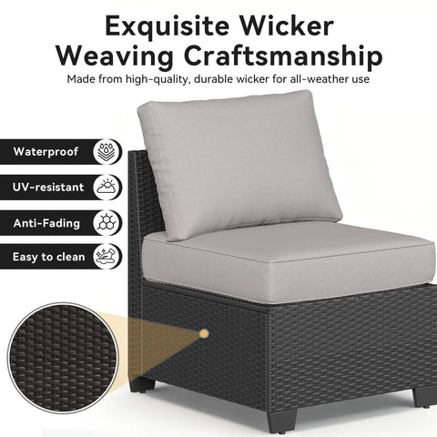 Outdoor Patio Furniture Set With 44 Inch Fire Pit Table 7 Piece Sectional featuring durable wicker craftsmanship detail