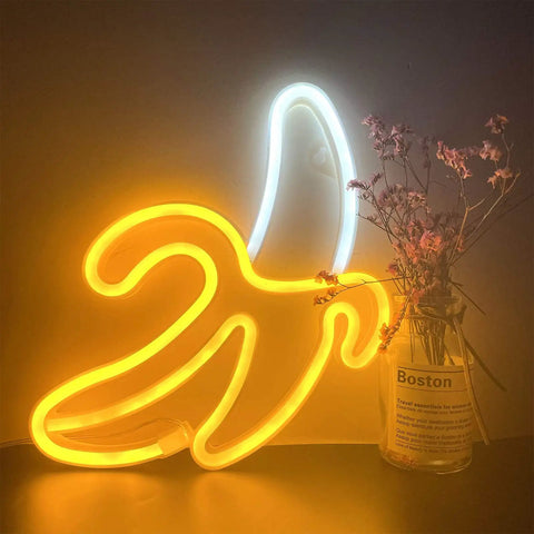 Banana Neon Sign LED Light 11.4 x 7.9 Inches USB or Battery Powered Wall Decor Night Lamp for Christmas Birthday Parties
