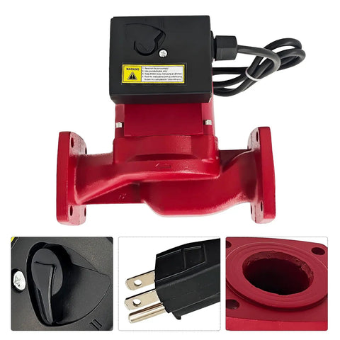 Boss Level 1 2 Hp Circulation Pump Ups26 150Sf with plug and play hookup, red housing, and wiring for Grundfos 95906632 units.