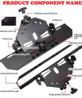 45 Degree Tile Chamfering Tool for Four And One Half Inch And Five Inch Angle Grinders With Red Knobs, showing components