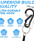 Close-up of carabiner hook from 2 Pack Hanging Straps With Carabiner Hook 8 Inch Hanging Chain Cable Rope For Bird Feeders Trees