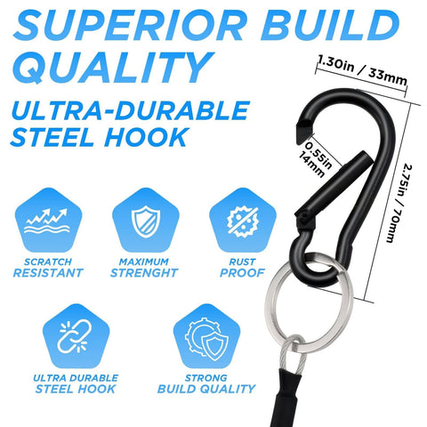 Close-up of carabiner hook from 2 Pack Hanging Straps With Carabiner Hook 8 Inch Hanging Chain Cable Rope For Bird Feeders Trees