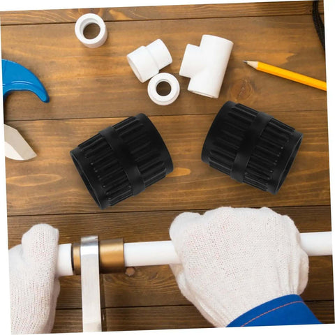 Two Pack Pipe Deburring Reamer Tool Set for easy operation and quick deburring of inner and outer tubes, shown in use by gloved hands.