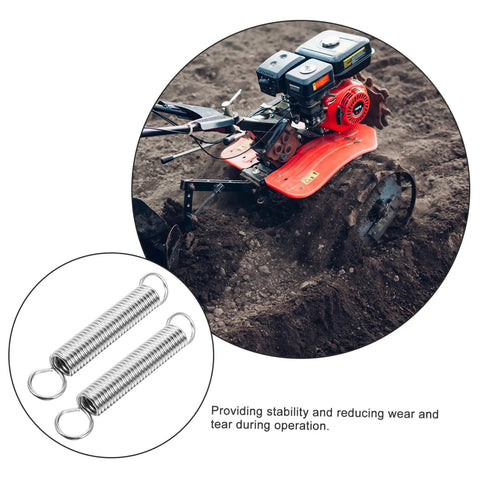 Two Pairs Of Heavy Duty Extension Spring Kits For Micro Tiller Offer Super Easy Swap Stable Support And Optimal Safety With Broad Compatibility Across Various Agricultural Machines For A Smooth Farming Ride. Silver steel extension springs for micro tiller