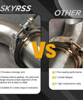 Comparison of 3.0 Inch Universal Stainless Steel V Band Clamp Flat Flange Kit with other clamp showing sealing performance