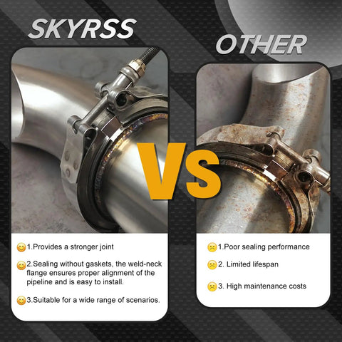 Comparison of 3.0 Inch Universal Stainless Steel V Band Clamp Flat Flange Kit with other clamp showing sealing performance