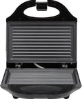Dude, this killer Compact 750W Electric Nonstick Sandwich Maker And Panini Press Grill Is Totally Rad. Open interior view with ridged plates.
