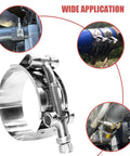 Four Pack Two Inch T Bolt Hose Clamps Stainless Steel Heavy Duty Clamp Range 56 to 64mm for Two Inch Hose ID Radiator Hoses