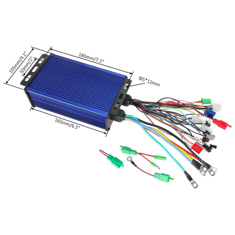 Hella Powerful DC Brushless Electric Motor With Differential Gearbox Transmission And Pro Speed Controller for Go Kart, ATV, UTV, Golf Cart, Drift Trike, 72V 1500W speed controller with colorful wires.