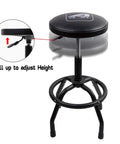 Swivel Garage Bar Stool With Adjustable Height For Workshop And Auto Shop Durable Mechanic Stool With Black LeatherSoft Upholstery