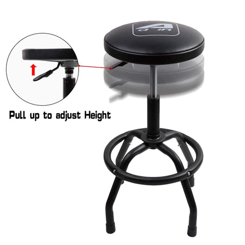 Swivel Garage Bar Stool With Adjustable Height For Workshop And Auto Shop Durable Mechanic Stool With Black LeatherSoft Upholstery
