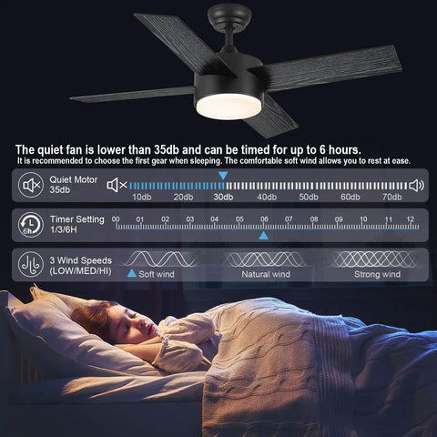 Dope 52 Inch Ceiling Fan With Reversible DC Motor And Dual Remote Control Black And Brown Double Sided Blades For Any Room