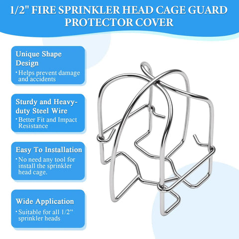 16 Pack Straight Up Heavy Duty Silver Fire Sprinkler Head Cage Guards With Rock Solid Anti Vandal Shielding And Real Deal Durability For Pendent Upright Sidewall Ceiling Mounts - close-up of steel wire protector cover