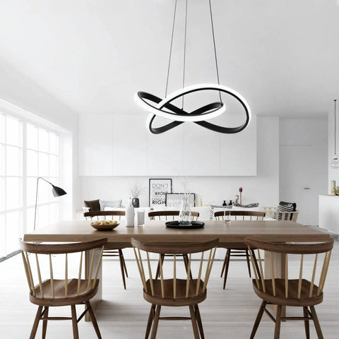 Cool Modern Irregular Ring LED Pendant Light Fixture For Dining Room Kitchen Hallway And Living Spaces Adjustable Contemporary Chandelier